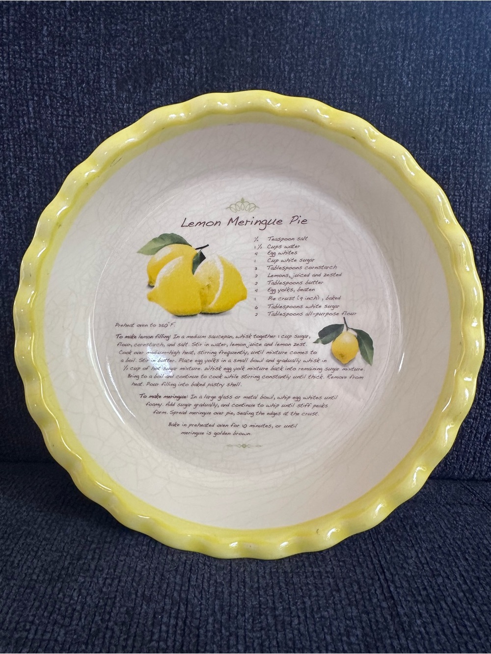 Lemon Meringue Pie Dish 9” Diameter